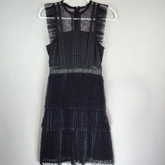 Heartloom Dresses | Heartloom Revolve Dress Womens Xs Black Lace Tiered Knee Length Sleeveless | Color: Black | Size: Xs | Pappy_Joes's Closet Heartloom Dresses | Heartloom Revolve Dress Womens Xs Black Lace Tiered Knee Length Sleeveless | Color: Black | Size: Xs | Pappy_Joes's Closet